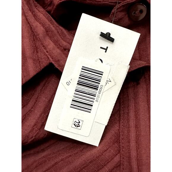 Topshop Striped Blouse Long Sleeves Button Up Front Panel Burgundy Women's 4 NWT - Picture 8 of 10